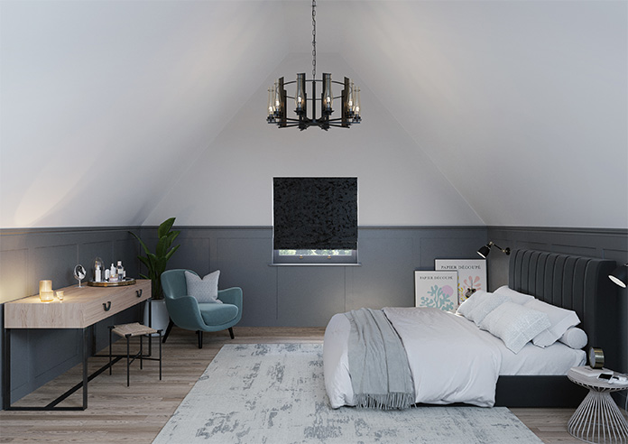 Crushed Velvet, Black Noir - Roman Blind - Image 8